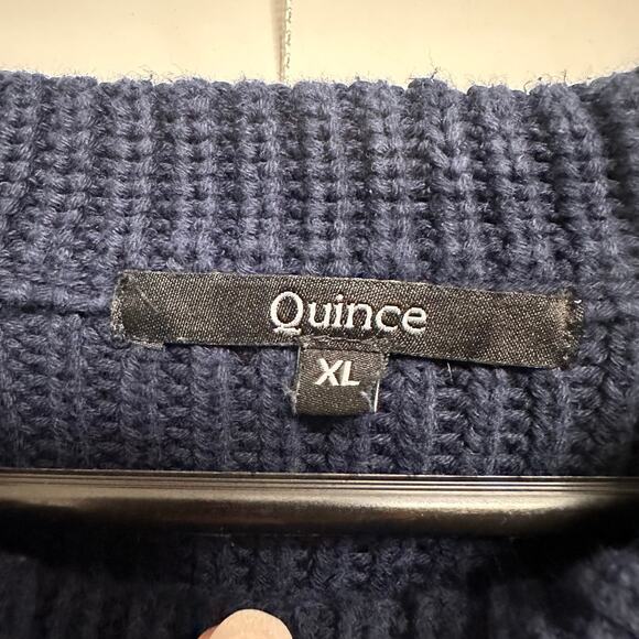 Quince 100% Organic Cotton Fisherman Crew Sweater Sz XL Navy Luxury Capsule Soft - Picture 3 of 5